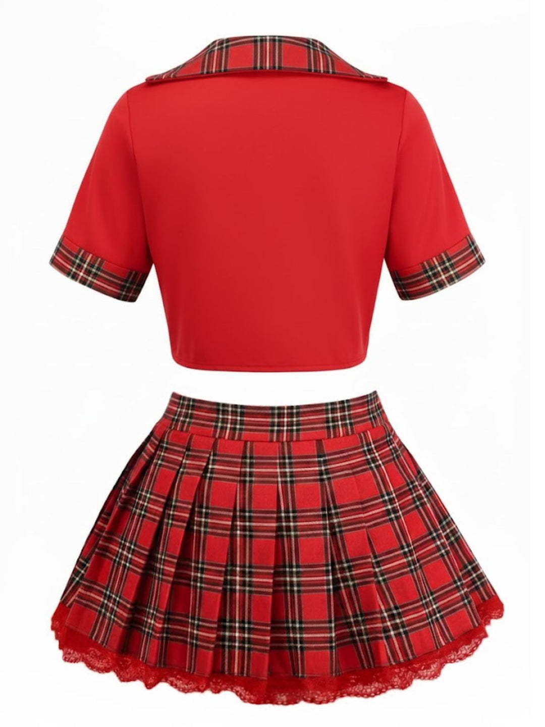 Sexy Lace-Up Plaid Pajama Set - vintage fashion, retro style
