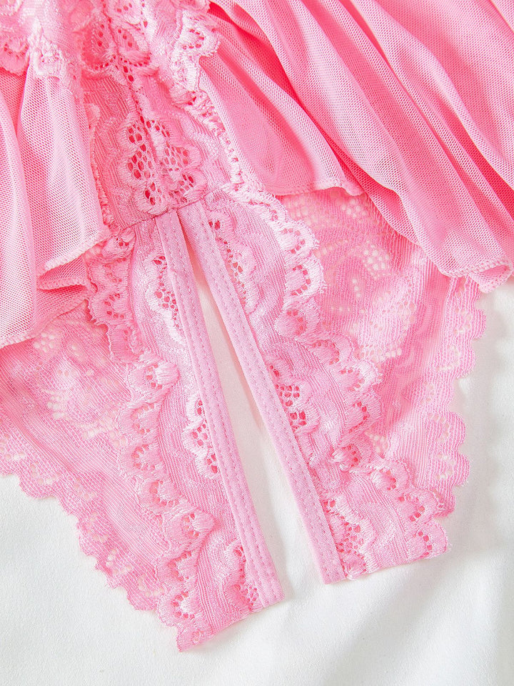 Halter Lace Lingerie with Leopard Print Skirt - vintage skirt, retro style