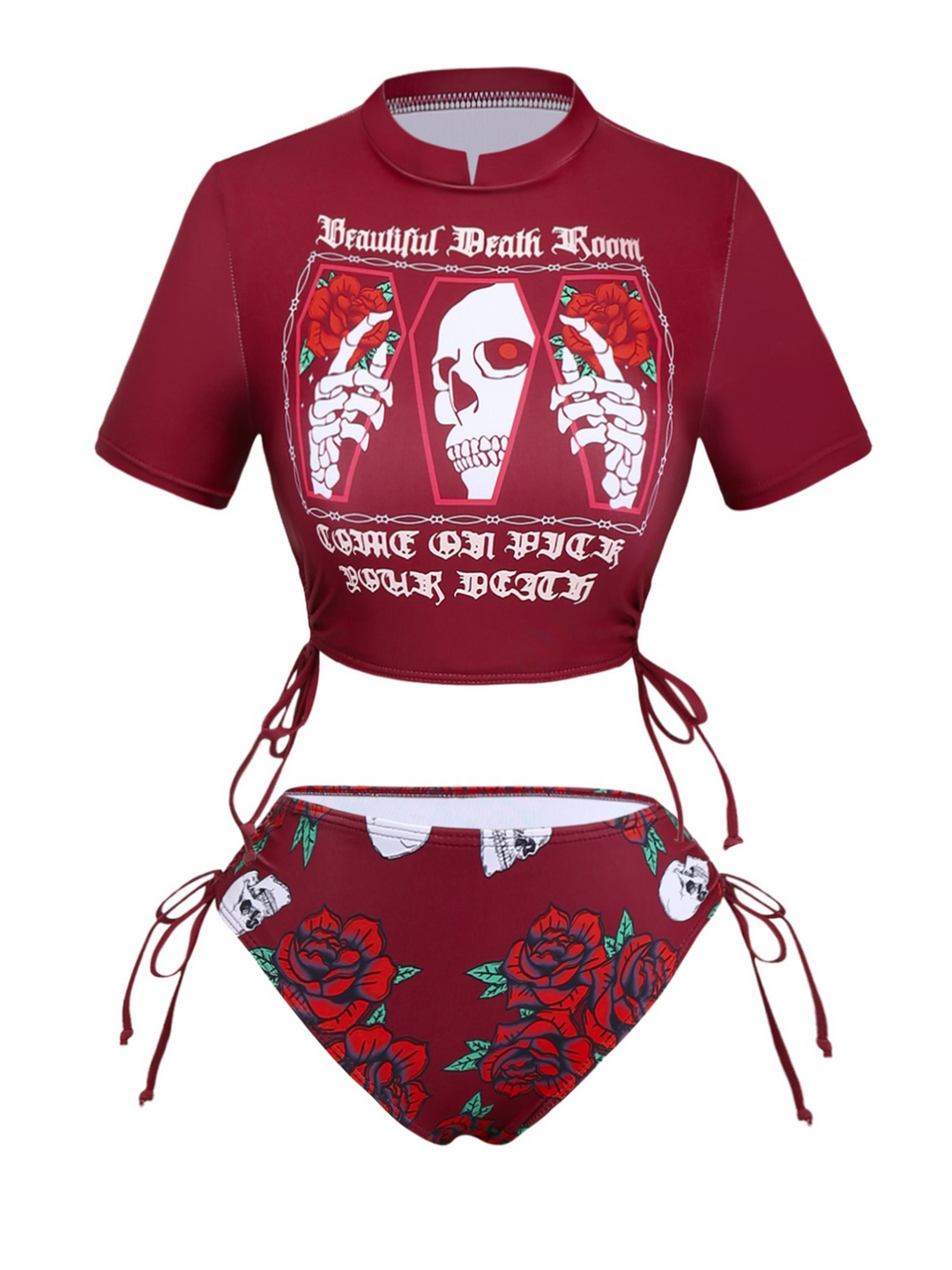 1980s Skull Graphic Bikini Set - vintage fashion, retro style