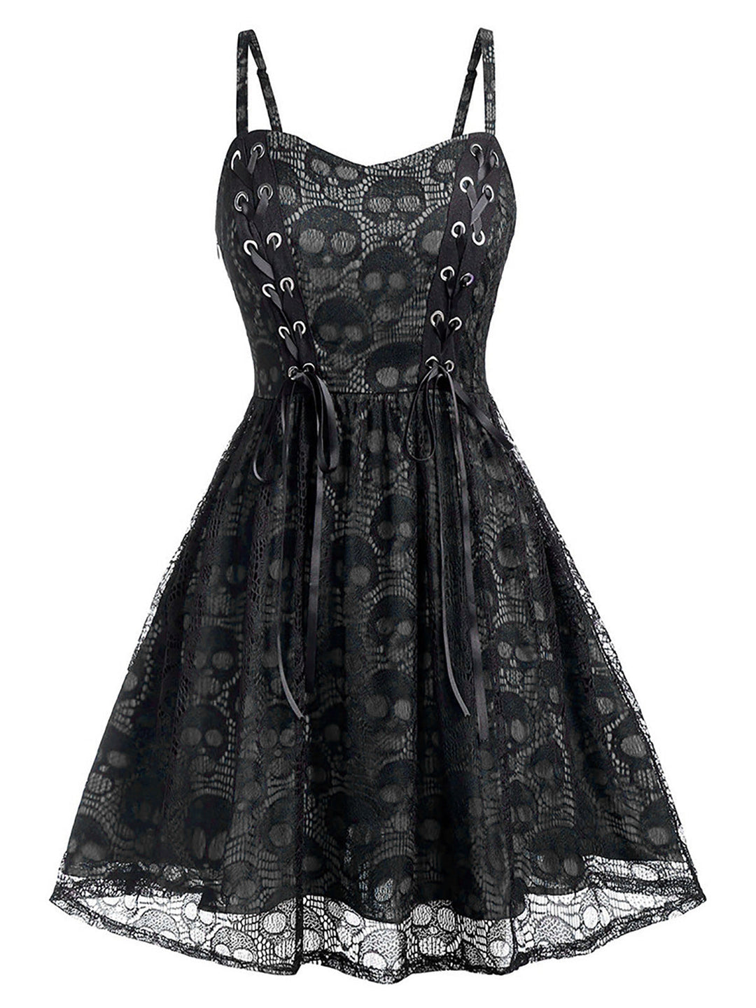 Wine Red 1980s Skull Pattern Gothic Style Dress, vintage dress, retro fashion - perfect for women who love vintage and retro fashion
