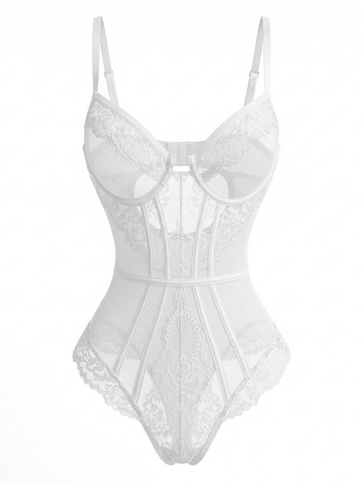 Slip Floral Lace Bodysuit Lingerie: beautiful vintage lingerie, retro nightgown, elegant sleepwear with timeless appeal