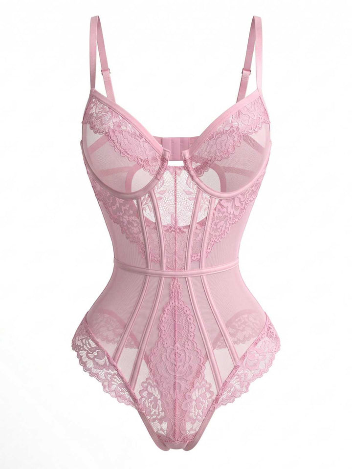 1980s Slip Floral Lace Bodysuit Lingerie: beautiful vintage lingerie, retro nightgown, elegant sleepwear with timeless appeal