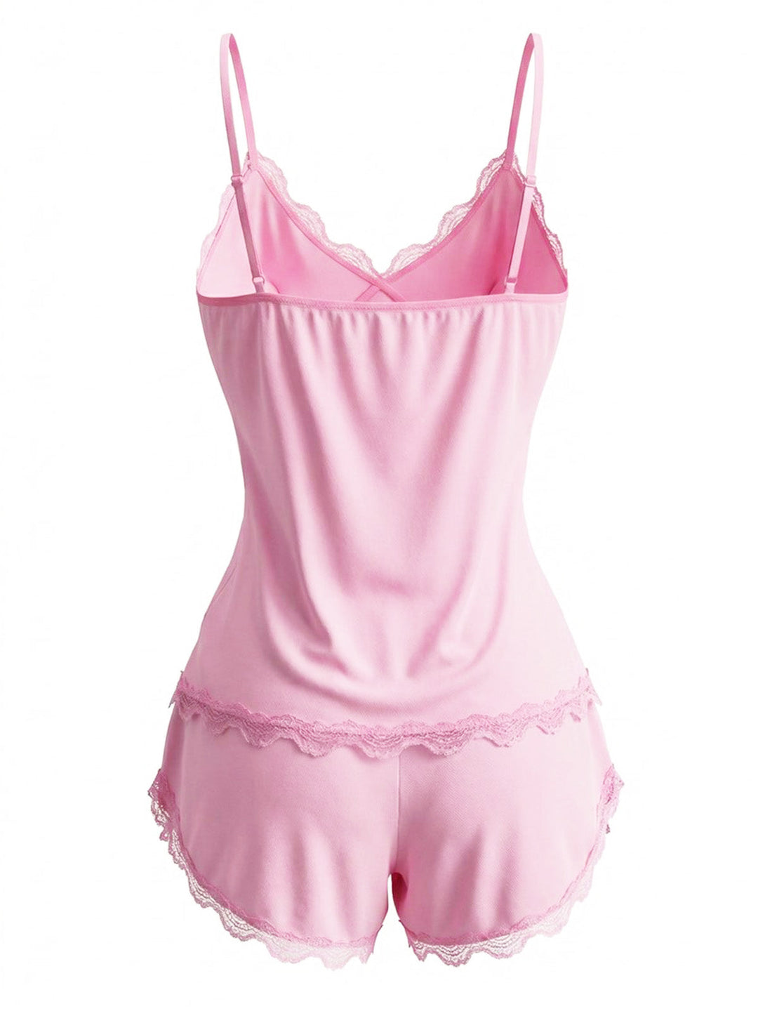 Slip Lace Floral Bow Pajama Set - vintage fashion, retro style