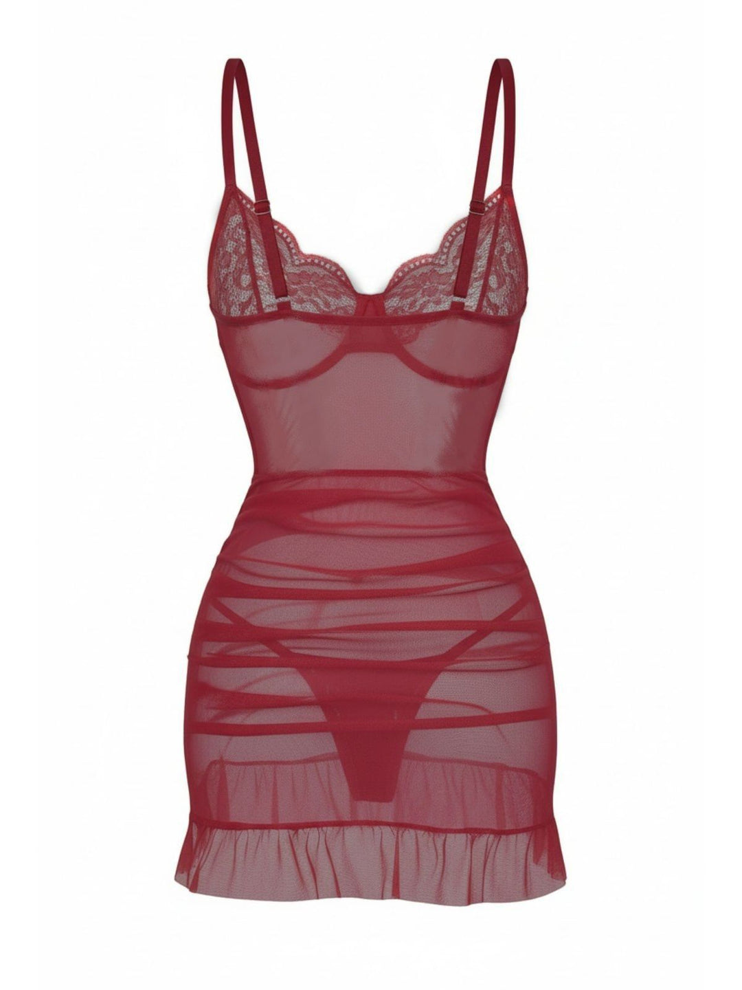 Slip Lace Underwire Sheer Ruffle Nightgown - vintage nightgown, retro sleepwear