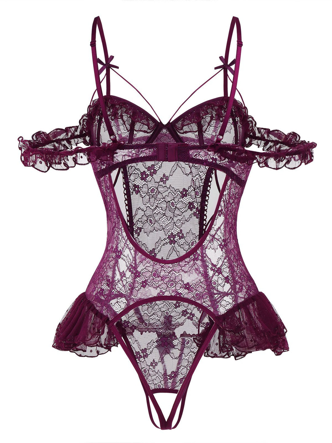Solid Lace Sheer Bodysuit Nighties - vintage fashion, retro style
