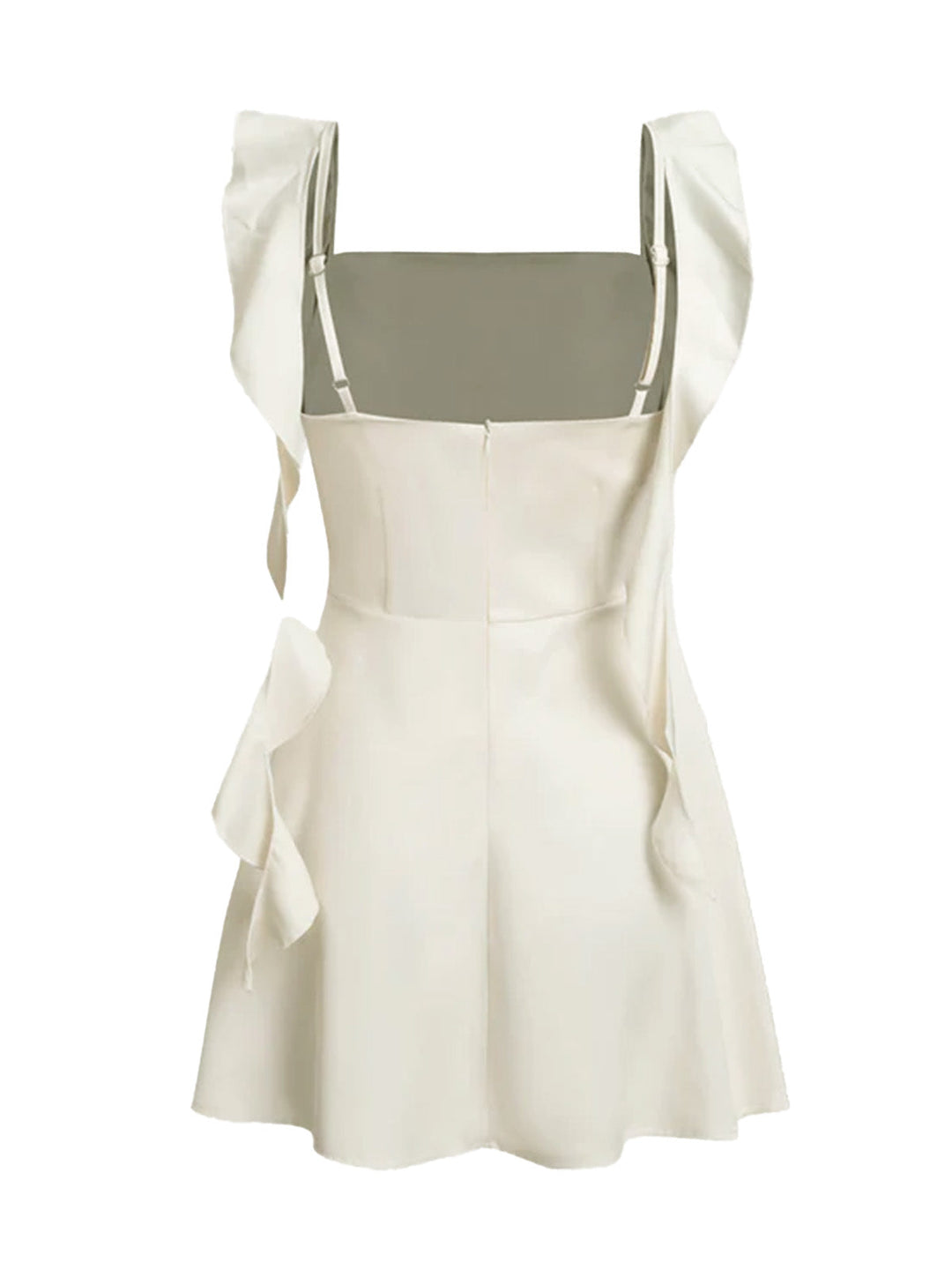 1980s Solid Ruffled Strap Square Neck Dress - vintage dress, retro fashion