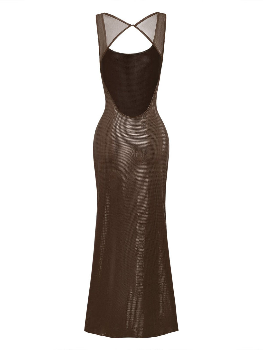 1980s Solid Sequined Mesh Buckle Square Neck Dress - vintage dress, retro fashion