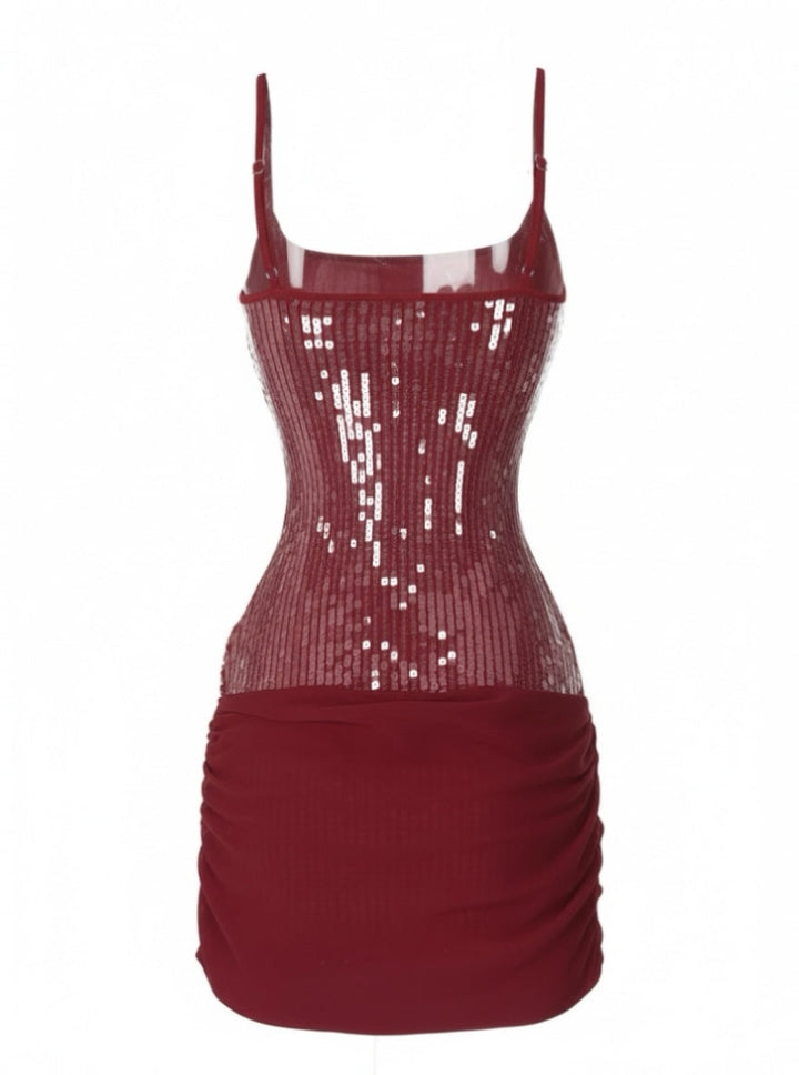 1980s Solid Sequined Patchwork Mini Dress - vintage dress, retro fashion
