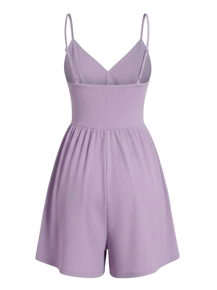1980s Solid Spaghetti Strap V-Neck Romper - vintage jumpsuit, retro fashion