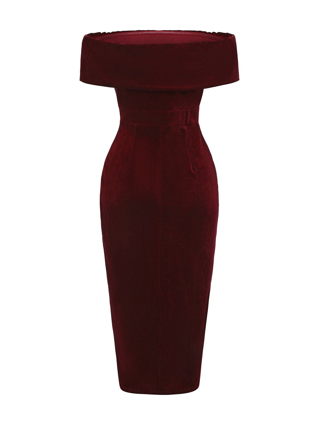 1980s Solid Velvet Off-Shoulder Midi Dress - vintage dress, retro fashion