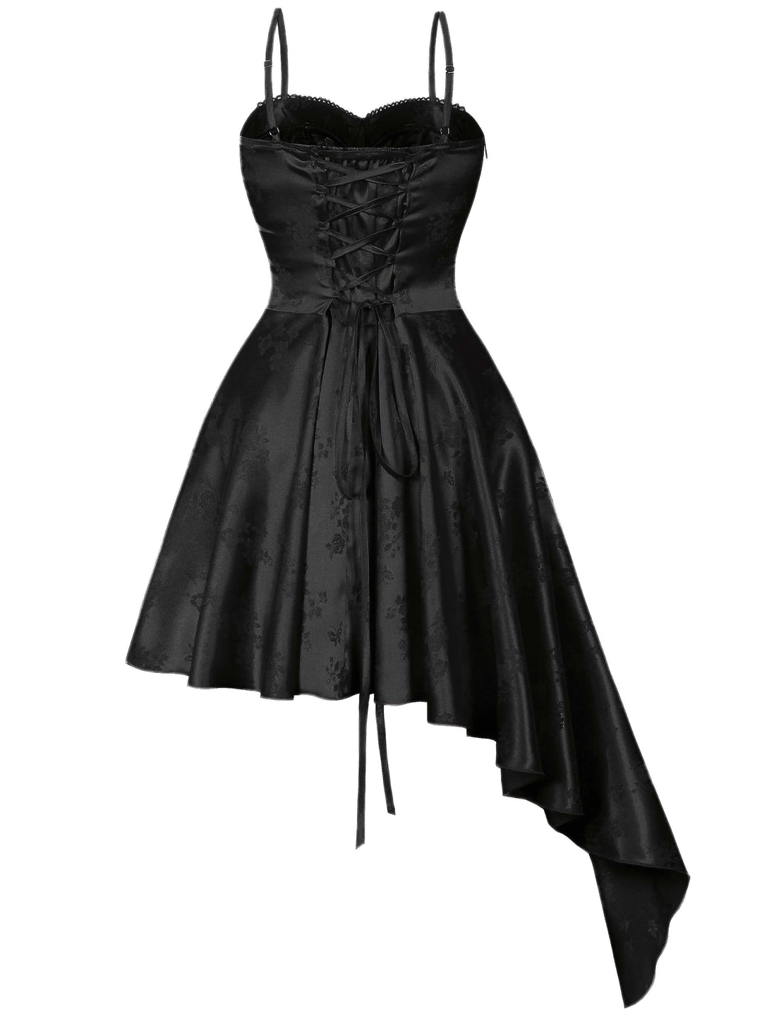 1980s Spaghetti Strap Asymmetrical Satin Dress - vintage dress, retro fashion