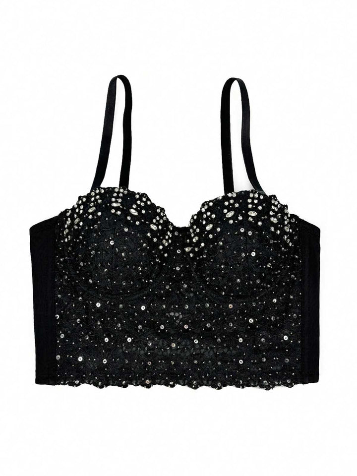1980s Strap Sparkling Rhinestone Corset - vintage fashion, retro style