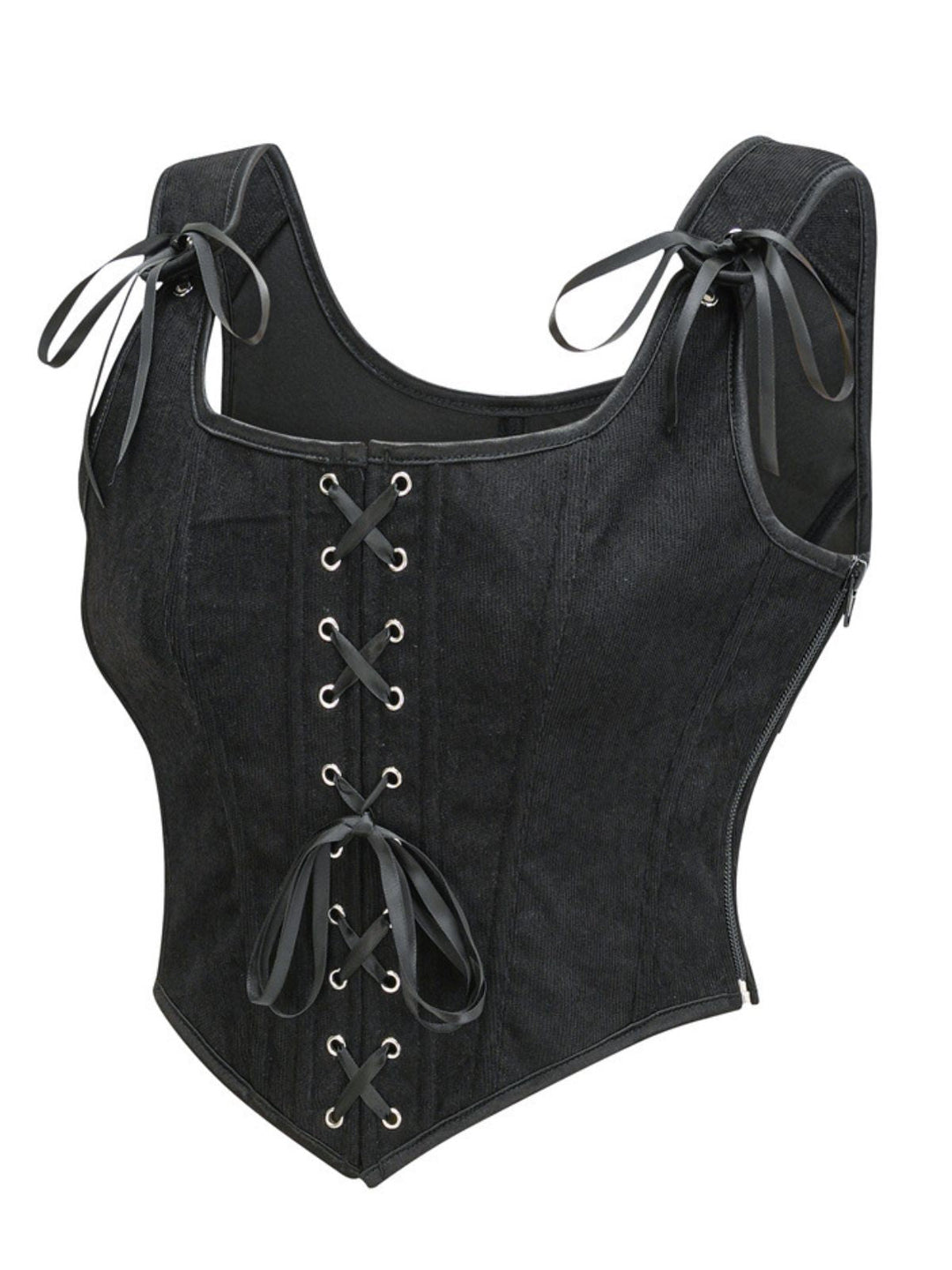 1980s Suede Bow Lace-Up Corset - vintage fashion, retro style