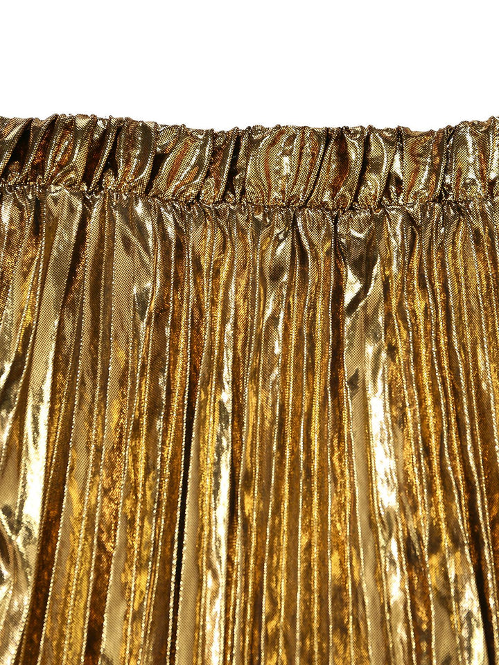 2PCS Gold 1980s Sequined 3D Floral Swimsuit &amp; Cover-Up - vintage swimsuit, pin-up style, glamorous gold