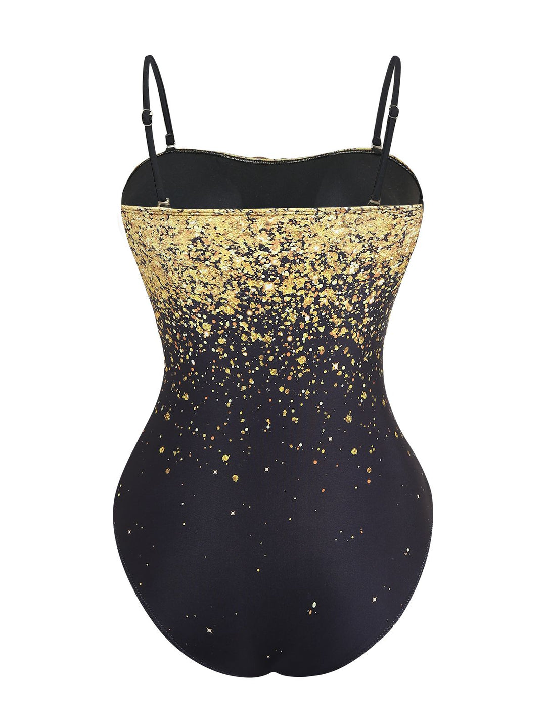 2PCS Gold 1980s Sequined 3D Floral Swimsuit &amp; Cover-Up - vintage swimsuit, pin-up style, glamorous gold