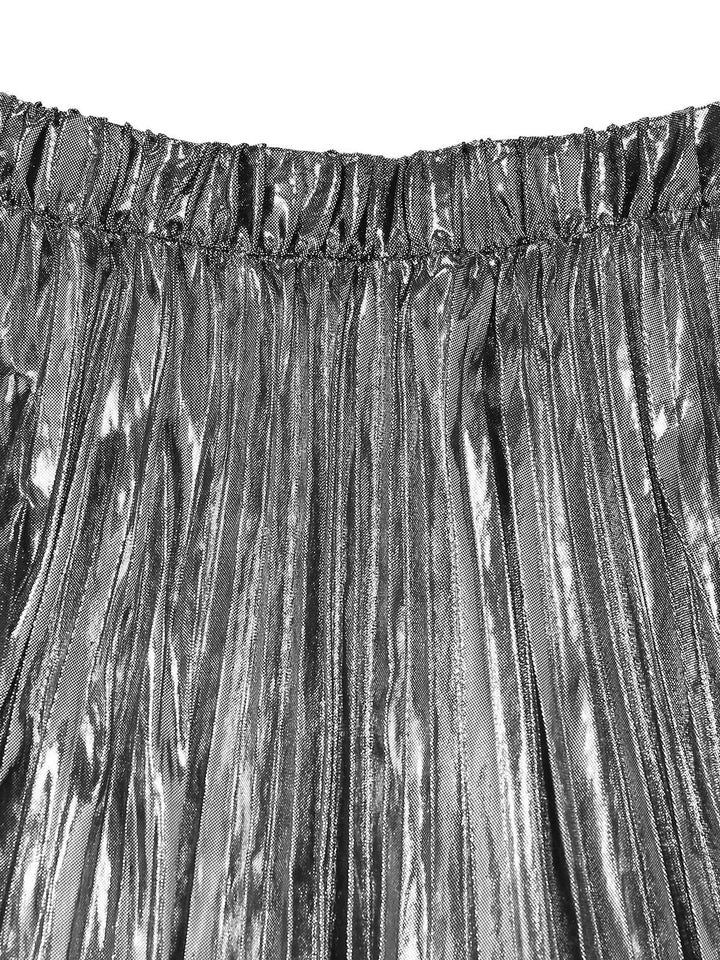 2PCS Metallic 1980s Pleated Cut-Out Swimsuit &amp; Cover-Up - vintage swimsuit, pin-up style