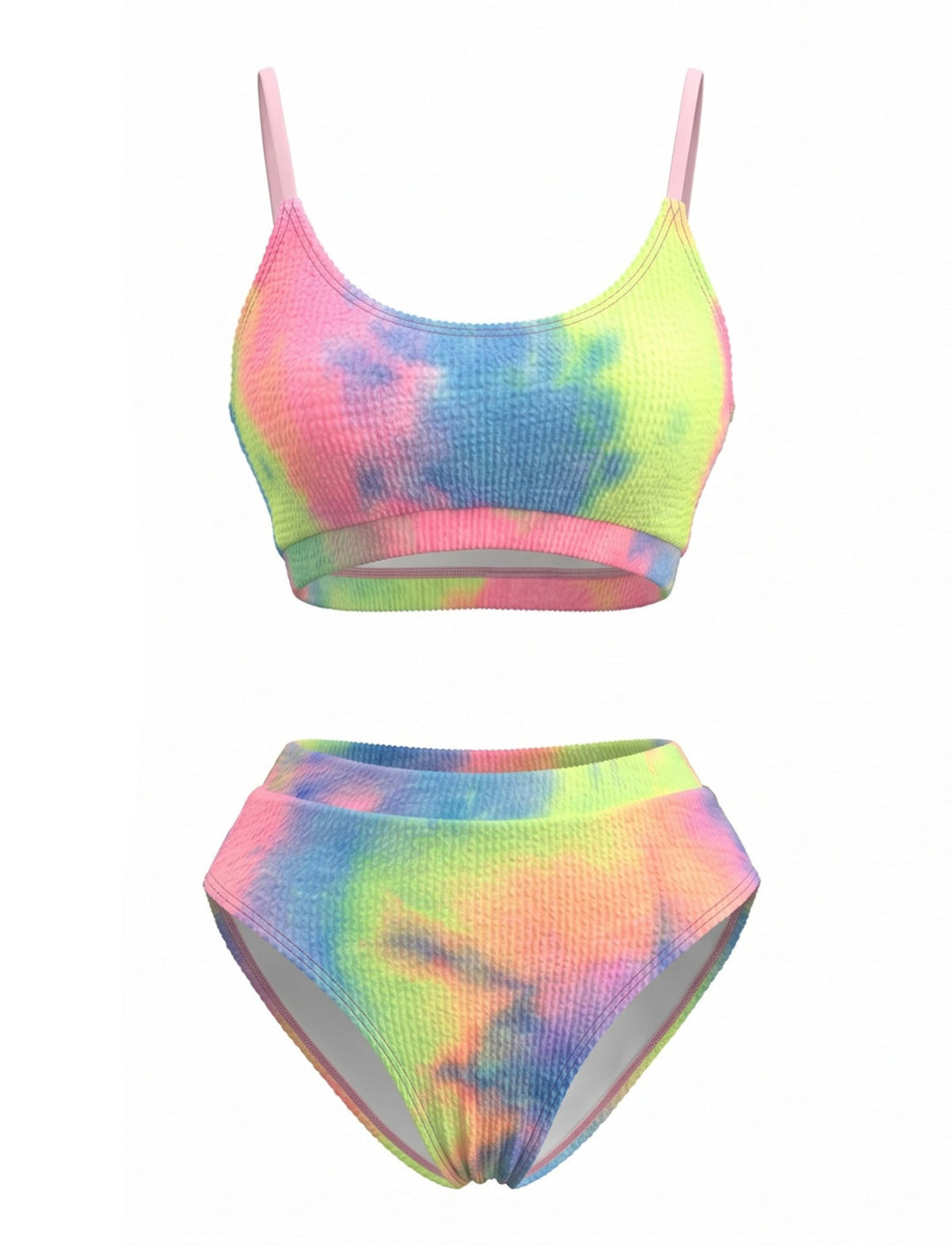 Tie-Dye Textured High-Waisted Bikini Set, vintage swimsuit, swimwear - perfect for women who love vintage and retro fashion