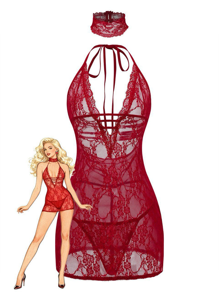 V-Neck Backless Sexy Lace Cami Nightgown - vintage nightgown, retro sleepwear