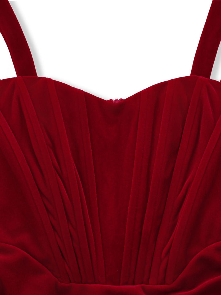 1980s Velvet Corset Ruched Sweetheart Mini Dress - vintage dress, retro fashion