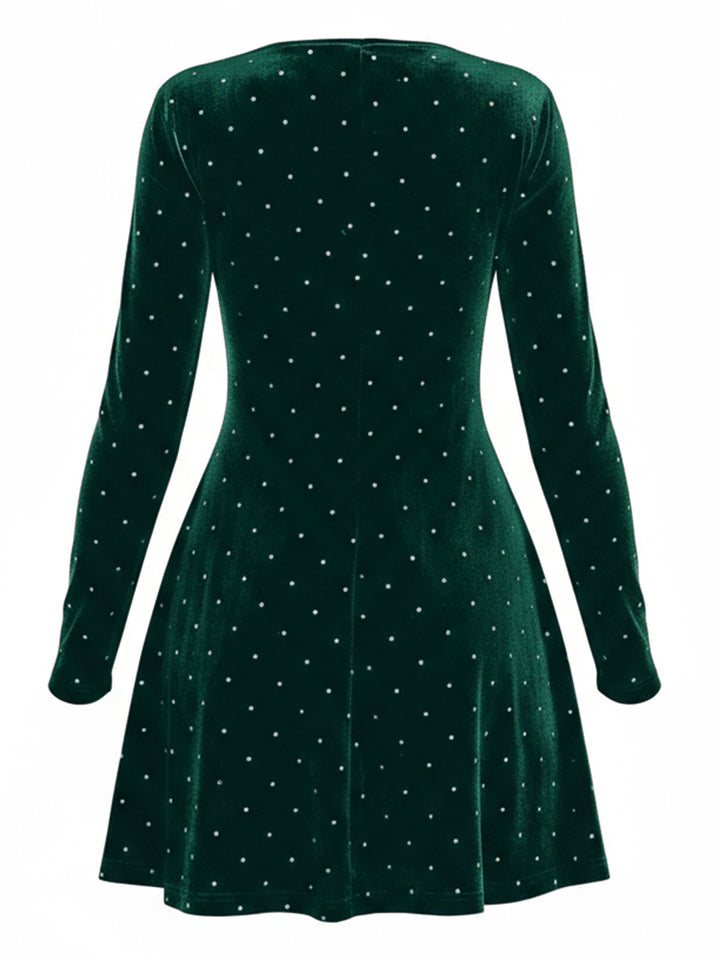 1980s Velvet Rhinestone Fit Party Dress - vintage dress, retro fashion