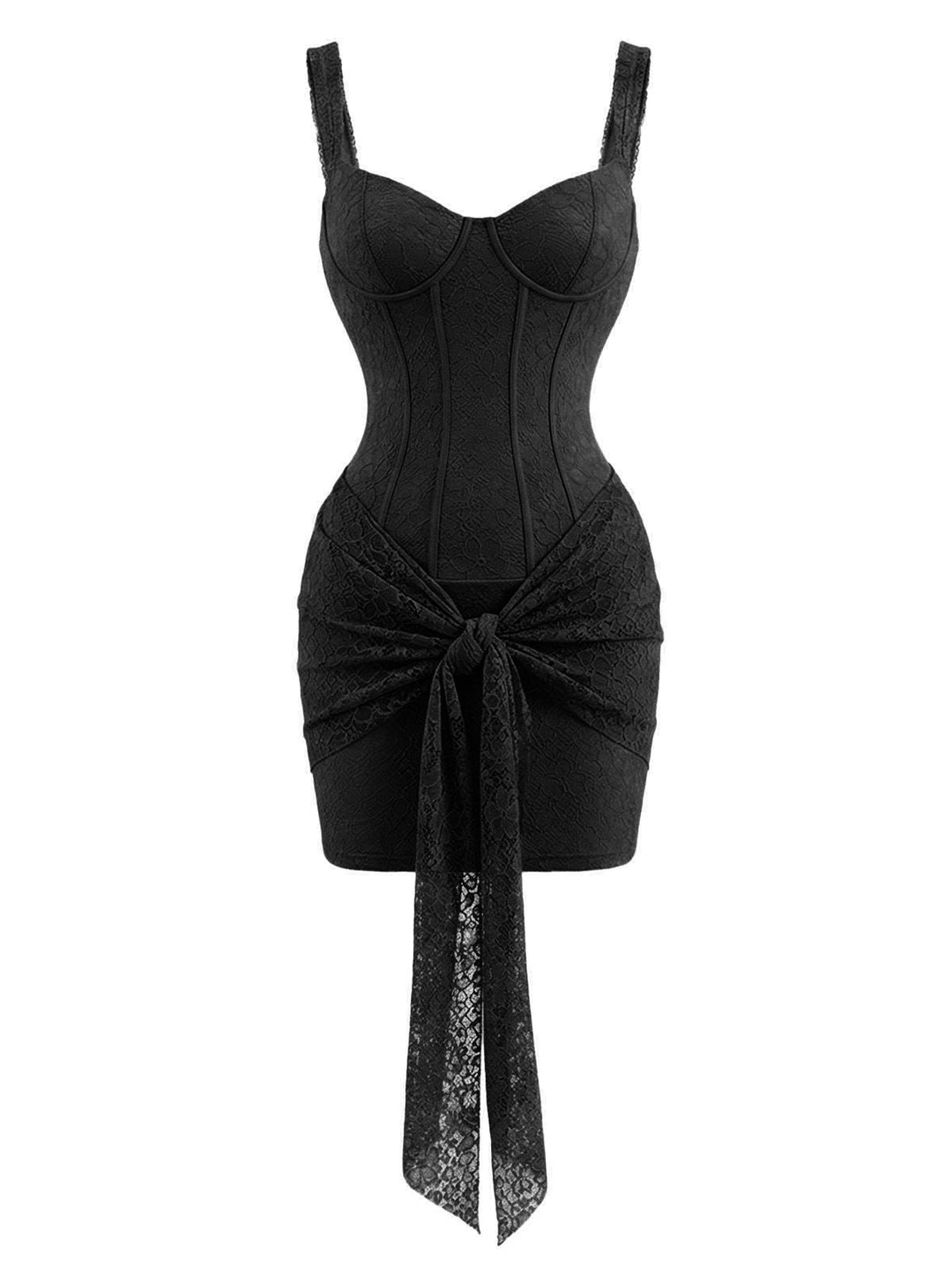 2000s Solid Lace Sexy V-Neck Belted Sheath Slip Dress - vintage dress, retro fashion, elegant style for vintage lovers