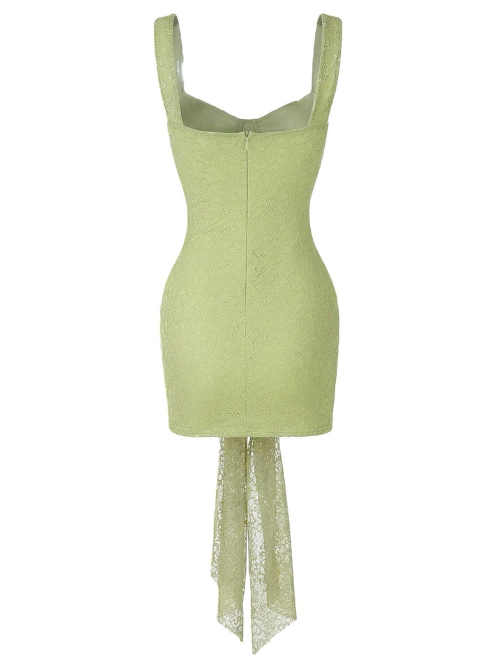 2000s Solid Lace Sexy V-Neck Belted Sheath Slip Dress - vintage dress, retro fashion, elegant style for vintage lovers