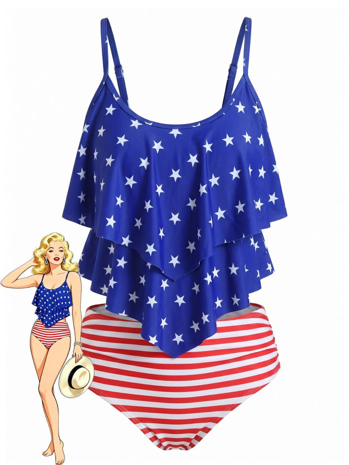 High Waist Ruffle Two Piece Tankini Set 2