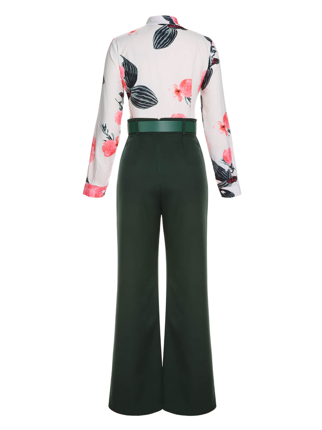2PCS 1930s Floral Blouse &amp; Green Wideleg Pants — vintage elegance for the modern woman