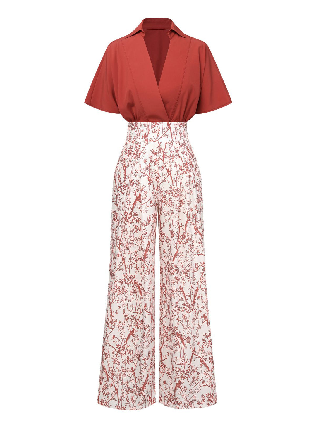 2PCS 1930s Solid Dolman Blouse &amp; Floral Pants, vintage top, retro blouse - perfect for women who love vintage and retro fashion