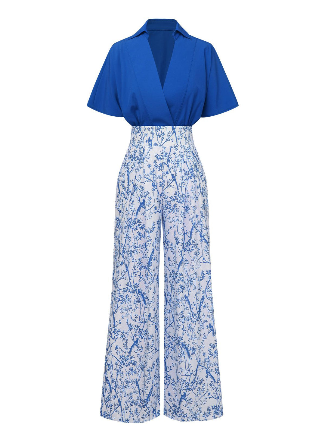 2PCS 1930s Solid Dolman Blouse &amp; Floral Pants, vintage top, retro blouse - perfect for women who love vintage and retro fashion