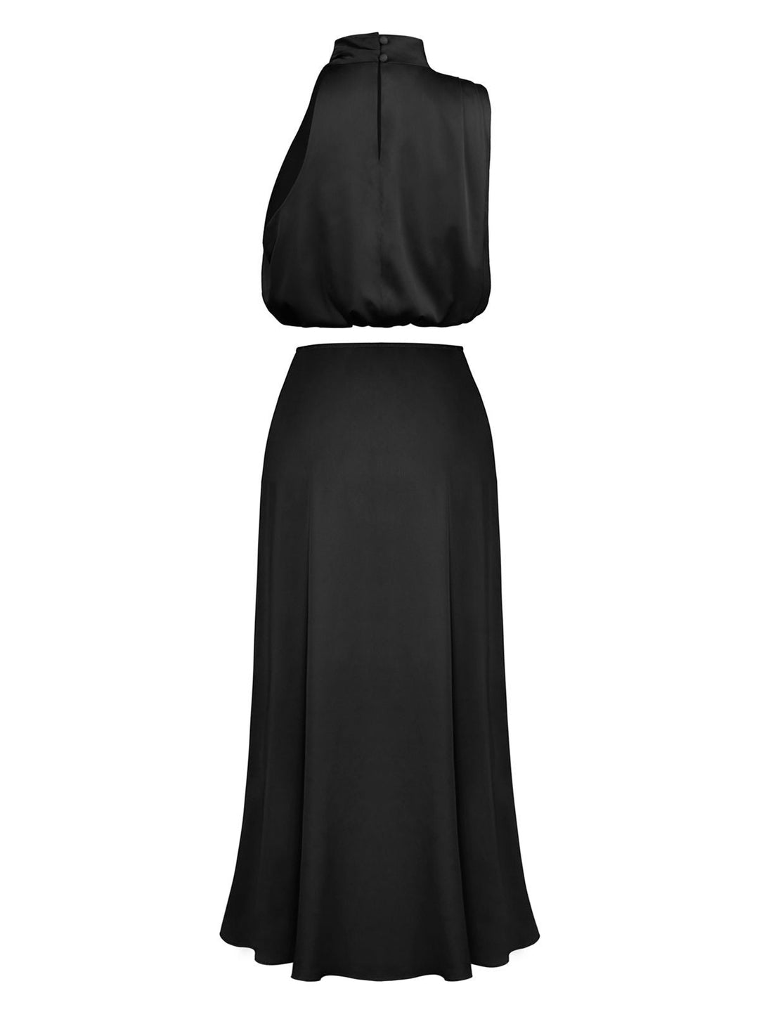 2PCS 1930s Solid Satin Mock Collar Top &amp; Fishtail Skirt: a 1930s classic that whispers rather than shouts