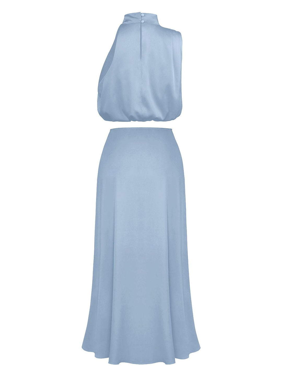 This 2PCS 1930s Solid Satin Mock Collar Top &amp; Fishtail Skirt brings 1930s soul to her everyday