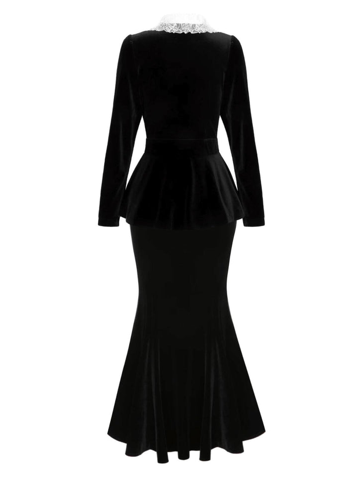 2PCS 1930s Solid Velvet Top &amp; Mermaid Skirt, vintage skirt, retro style - perfect for women who love vintage and retro fashion