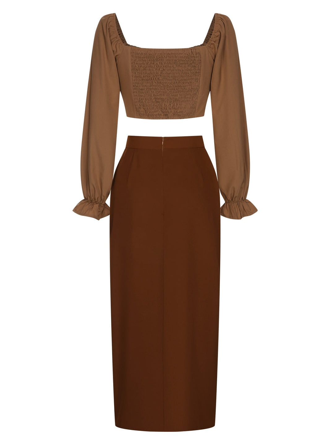 2PCS 1930s Square Neck Trumpet Sleeve Top &amp; Pleated Skirt, vintage skirt, retro style - perfect for women who love vintage and retro fashion