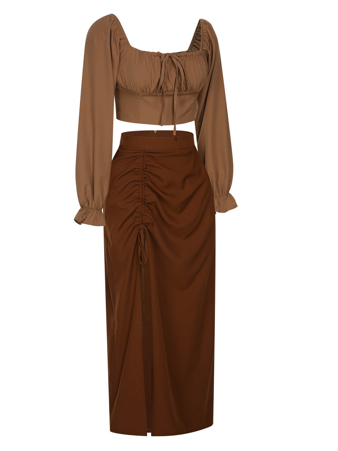 2PCS 1930s Square Neck Trumpet Sleeve Top &amp; Pleated Skirt, vintage skirt, retro style - perfect for women who love vintage and retro fashion