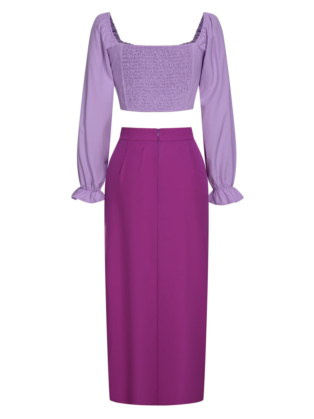 2PCS 1930s Square Neck Trumpet Sleeve Top &amp; Pleated Skirt, vintage skirt, retro style - perfect for women who love vintage and retro fashion