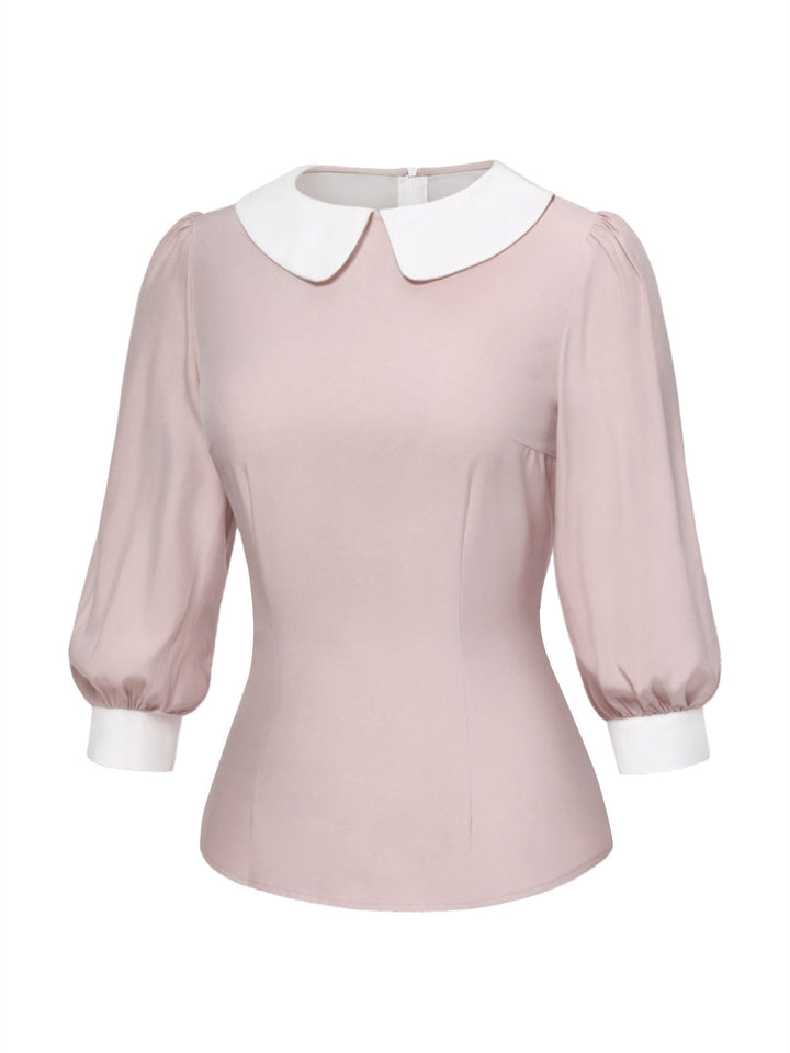 2PCS 1940s Colorblock Pink Blouse &amp; Gray Dress - vintage dress, retro fashion for women