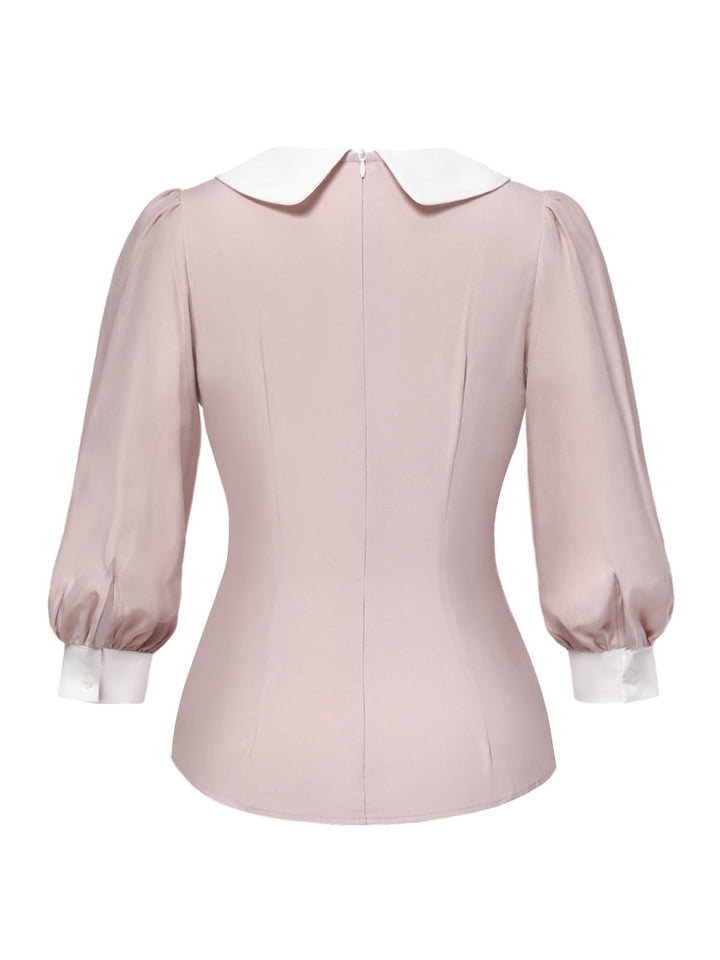 2PCS 1940s Colorblock Pink Blouse &amp; Gray Dress - vintage dress, retro fashion for women