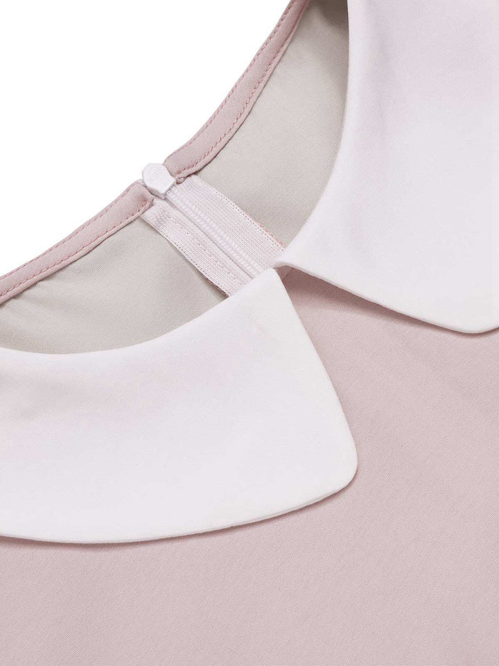 2PCS 1940s Colorblock Pink Blouse &amp; Gray Dress - vintage dress, retro fashion for women