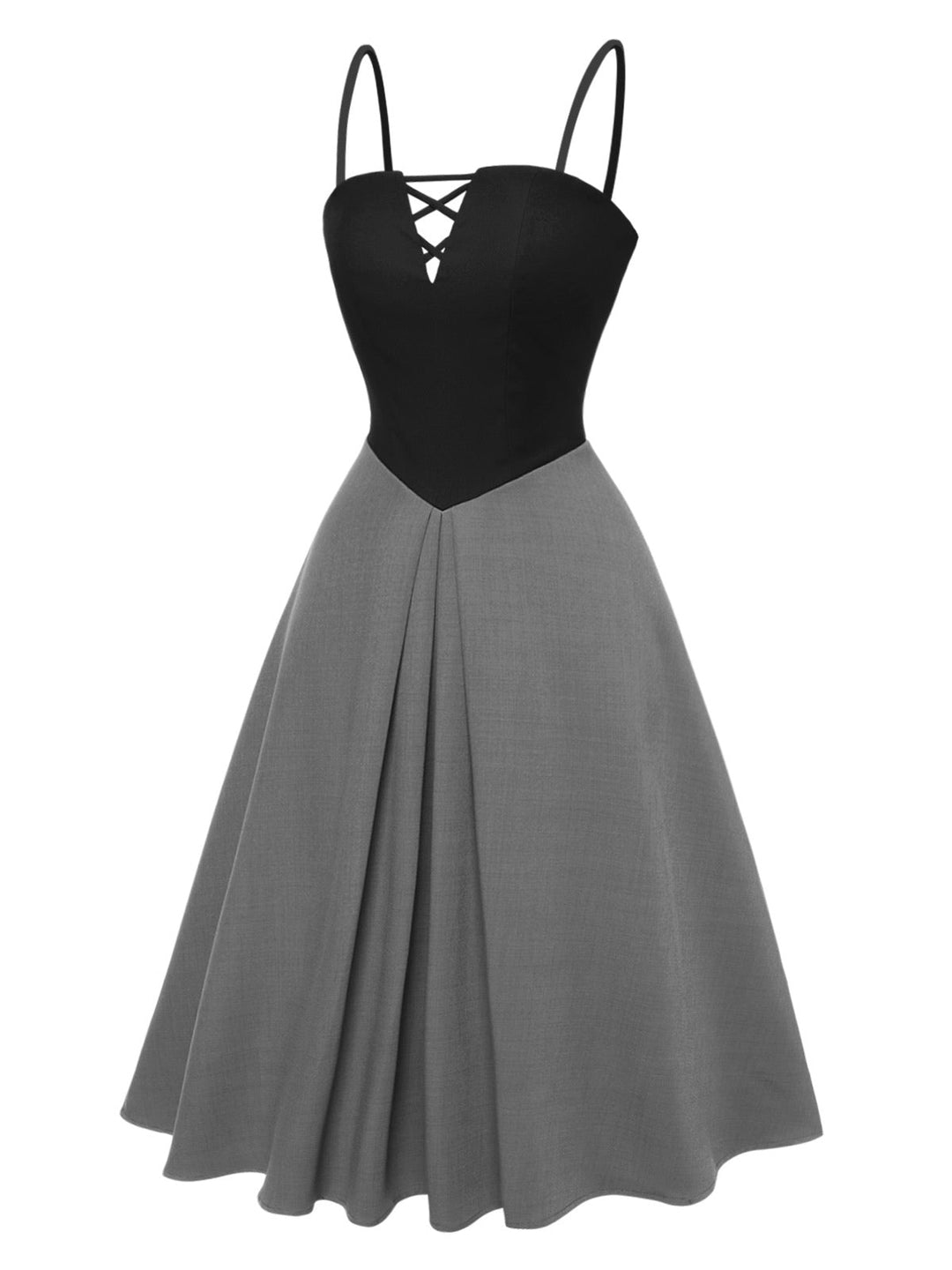 2PCS 1940s Colorblock Pink Blouse &amp; Gray Dress - vintage dress, retro fashion for women