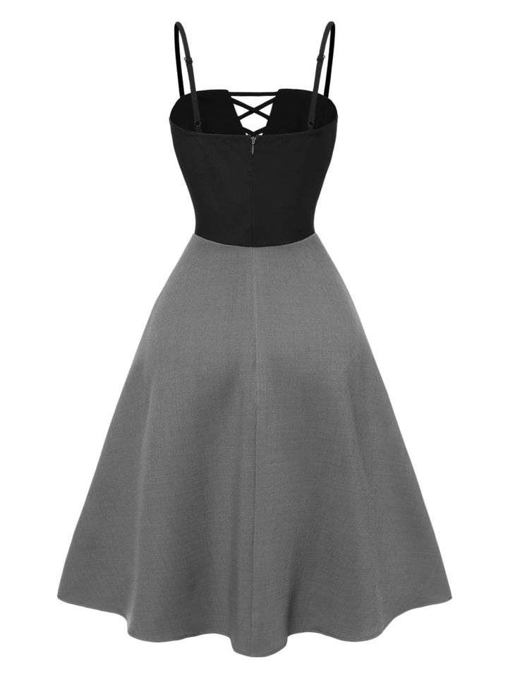 2PCS 1940s Colorblock Pink Blouse &amp; Gray Dress - vintage dress, retro fashion for women