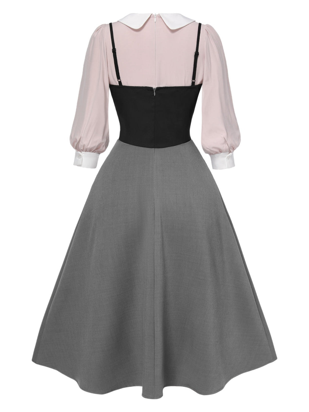 2PCS 1940s Colorblock Pink Blouse &amp; Gray Dress — the kind of 1940s dress that makes strangers smile
