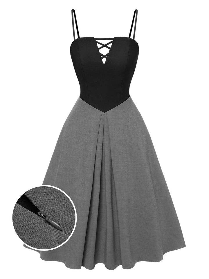 2PCS 1940s Colorblock Pink Blouse &amp; Gray Dress: where 1940s romance meets her modern spirit