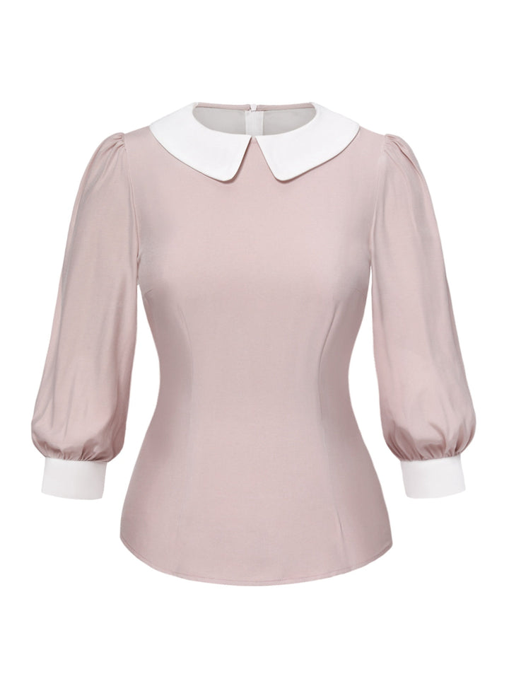 2PCS 1940s Colorblock Pink Blouse &amp; Gray Dress - vintage dress, retro fashion for women