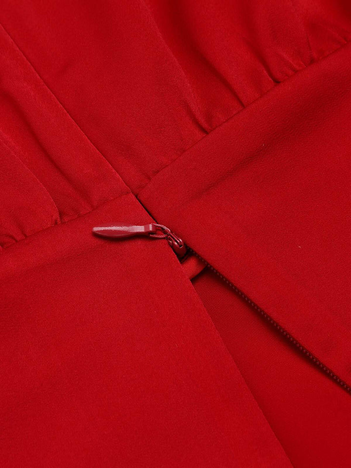 2PCS 1940s Red Tie-Up Blouse &amp; Black Pants, vintage top, blouse - perfect for women who love vintage and fashion
