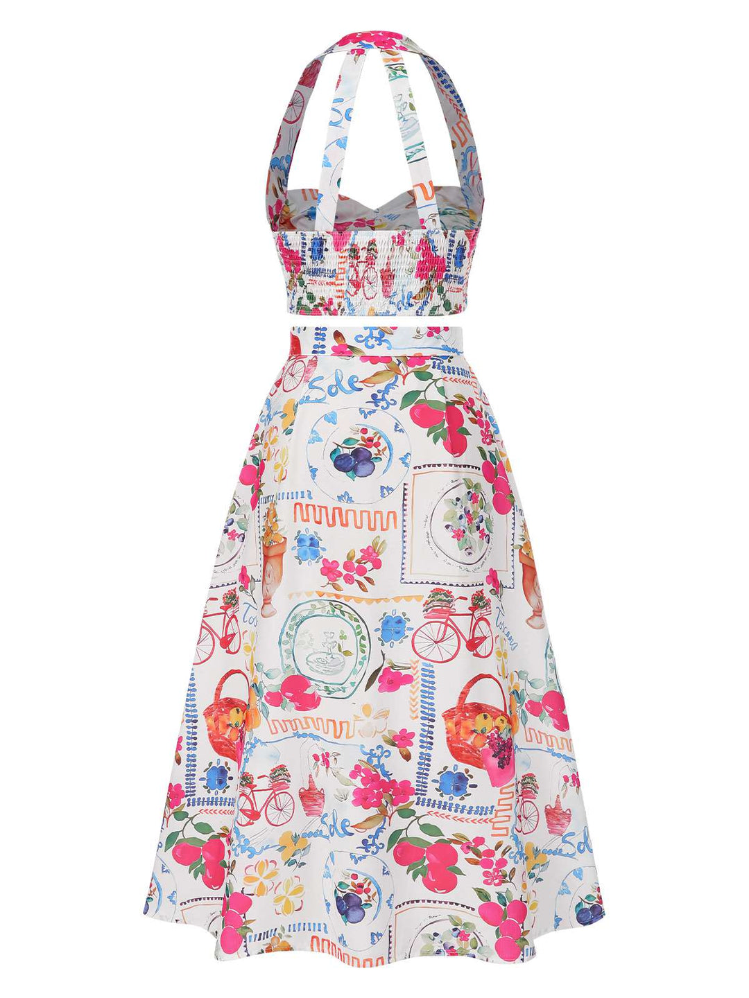 2PCS 1950s All-Over Stamps Crop Top &amp; Skirt, vintage skirt, retro style - perfect for women who love vintage and retro fashion