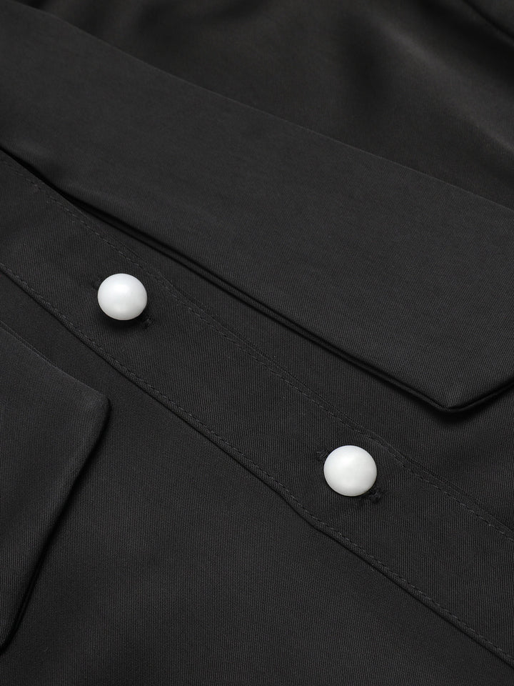 2PCS 1950s Black Solid Blouse &amp; Suspender Skirt — vintage elegance for the modern woman