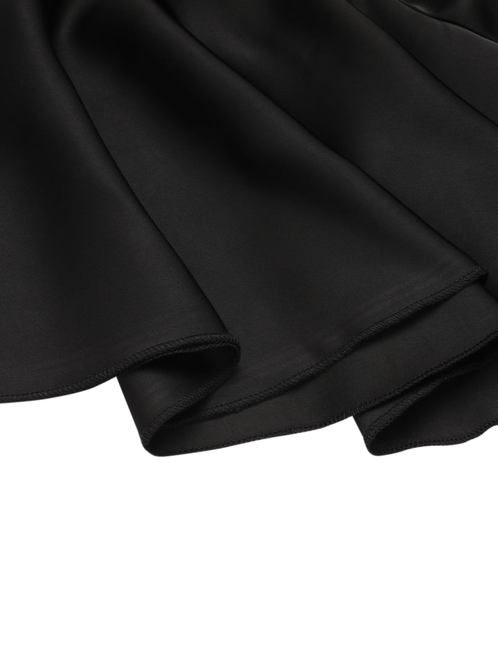 2PCS 1950s Black Solid Blouse &amp; Suspender Skirt: timeless style reimagined