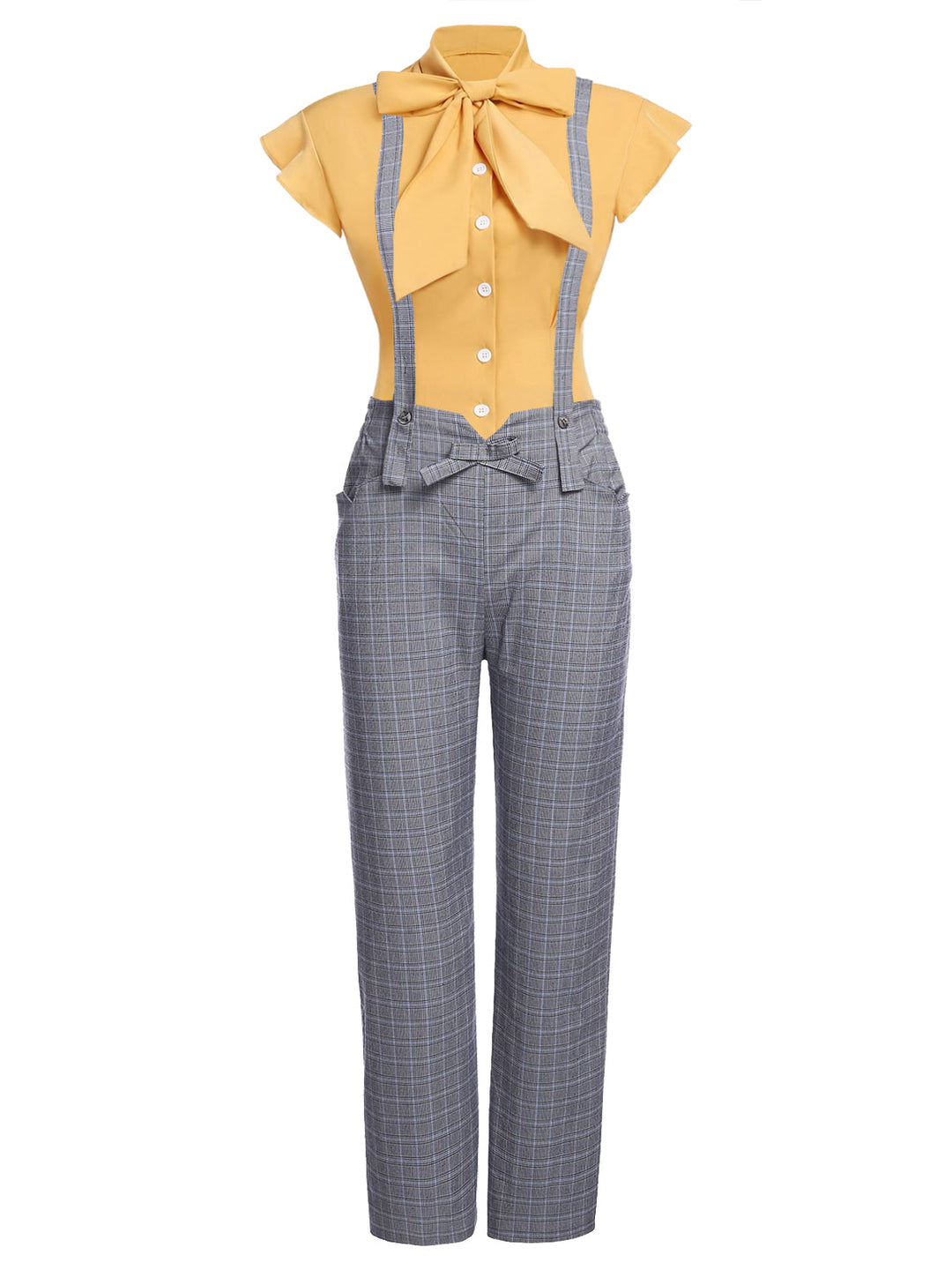 2PCS 1950s Blouse Top &amp; Suspender Pants: timeless style reimagined