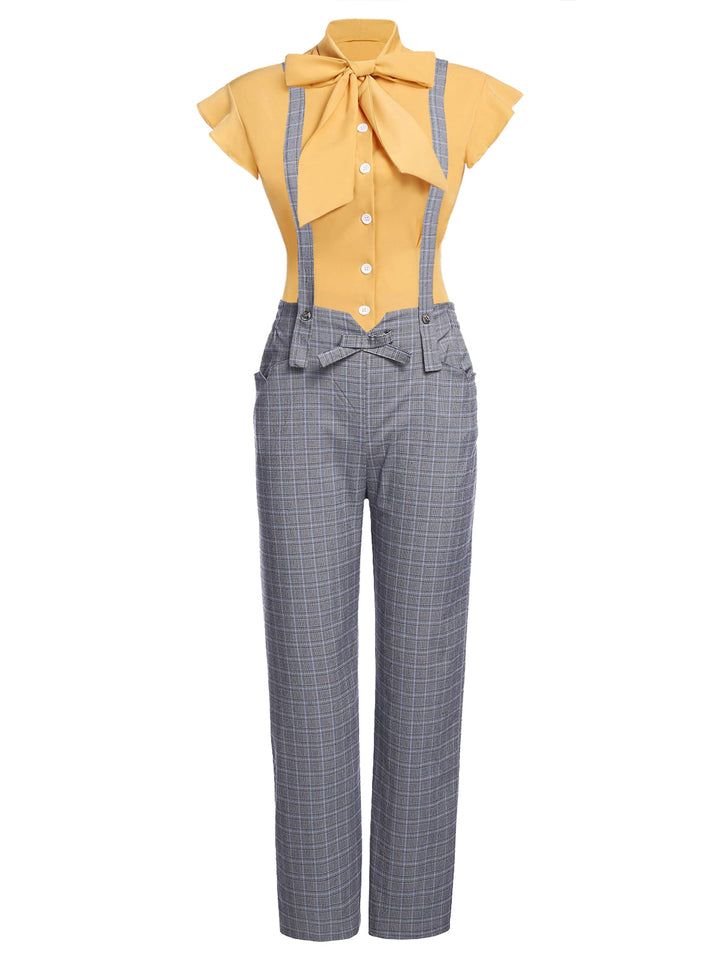2PCS 1950s Blouse Top &amp; Suspender Pants: timeless style reimagined